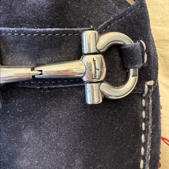 Salvatore Ferragamo Men's Dark Blue Suede Loafers, sz 12 - Picture 2 of 13